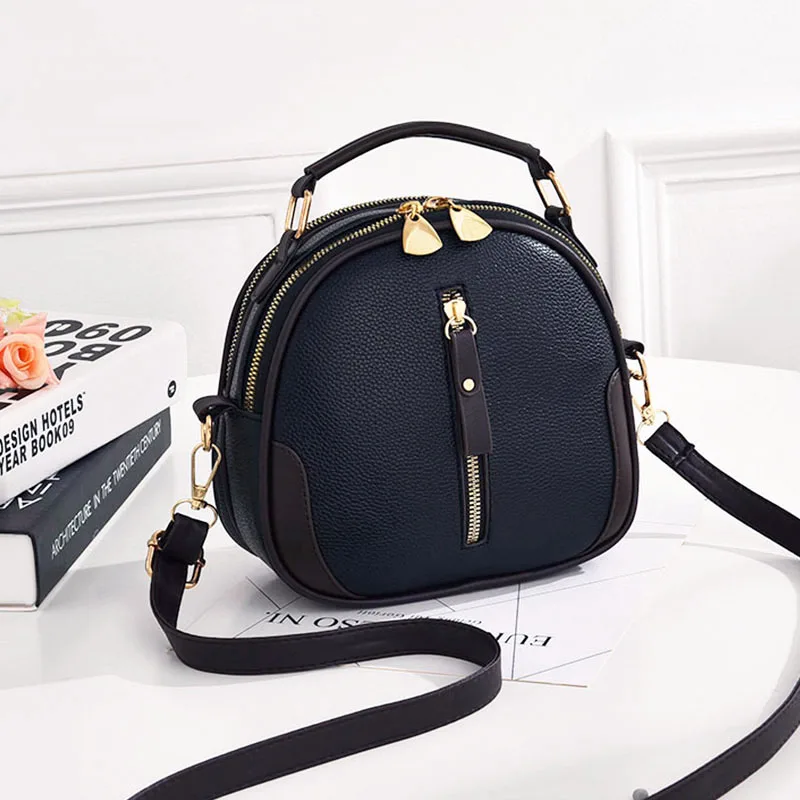 Fashion Trendy Color Matching Personality Girl All-match Leather One-shoulder Portable Messenger Bag