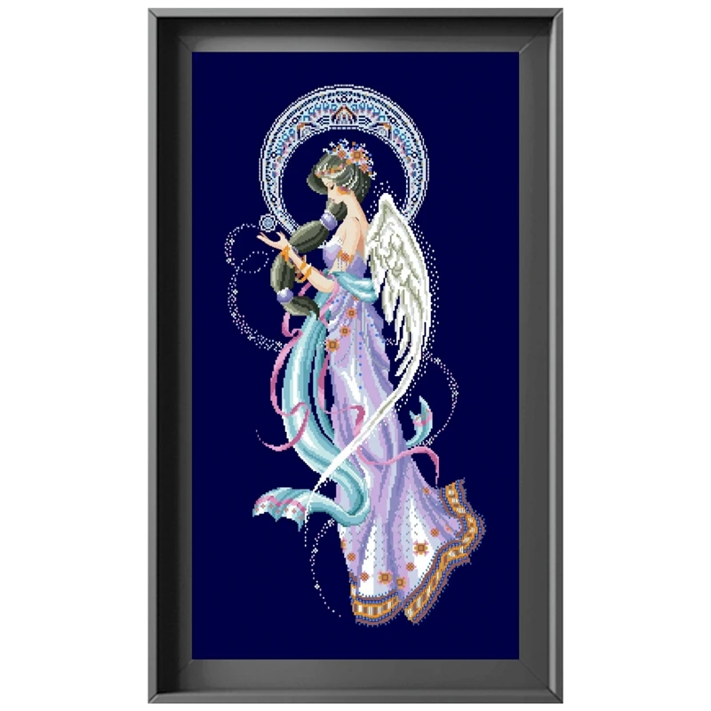 Moon fairy Bella cross stitch kit aida fabric 18ct 14ct 11ct deep blue canvas cotton thread beads embroidery craft set