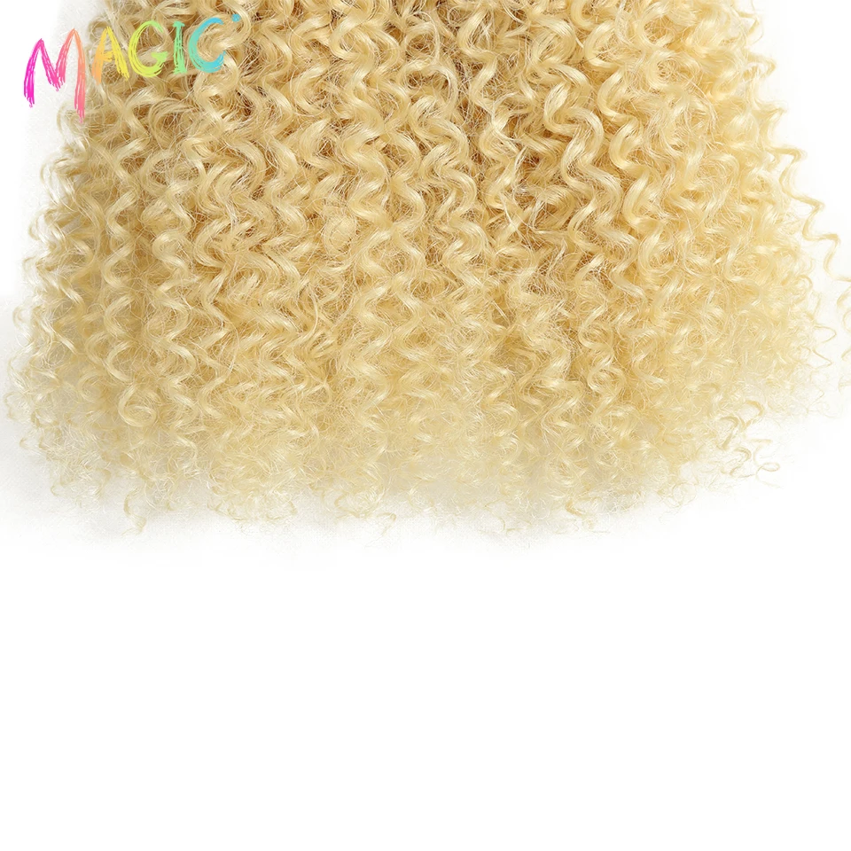 Magic 2PCS 24inches Afro Kinky Curly Hair Bundles 613 Blonde Color Tresses Synthetic Hair Extensions Curly Hair Accessories