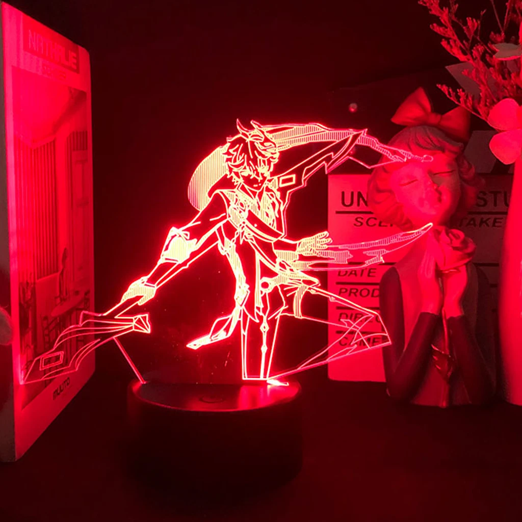 Anime Game Figure Tartaglia Night Light Demon Slayer Led Lamp Room Festival Deco Genshin Impact Banana Fish Attack On Titan XIAO