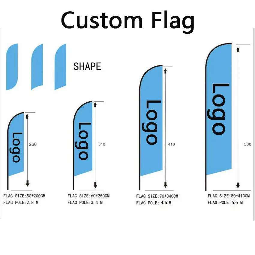 Custom Logo Flag 110G Knitted Polyester Promotional Usage Advertising Exhibition Event Feather Beach Flags Without Flagpole