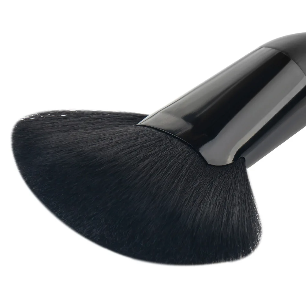 GUJHUI Large Fan Brush Makeup Brush Soft Black Hair Blush Face Powder Foundation Brush Beauty Tool