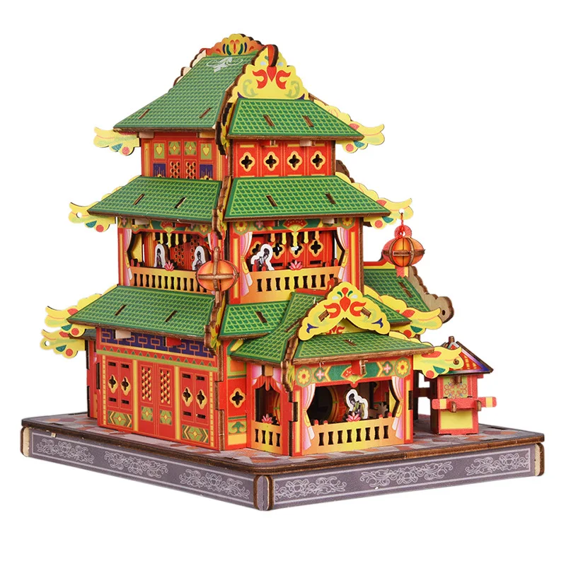 candice guo! 3D wooden toy woodcraft kit DIY puzzle yi hong yuan Chinese ancient beauty girl house Christmas gift 1pc