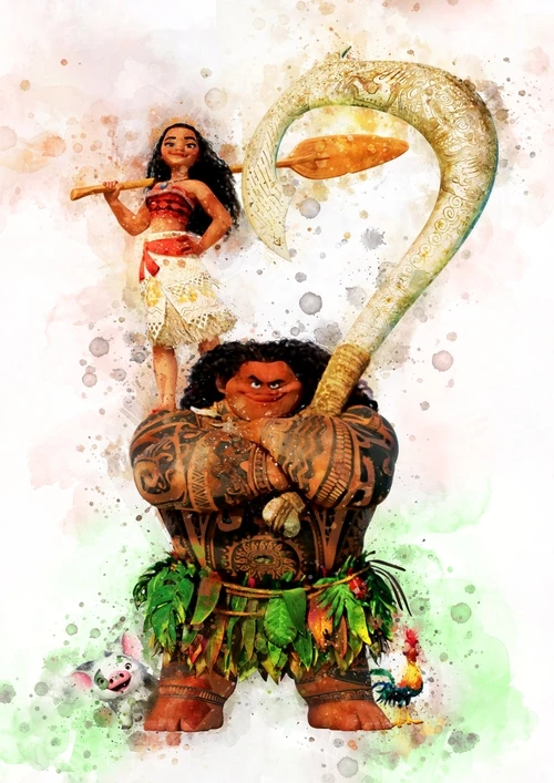 Disney Movie Moana Canvas Painting Pua Hei Hei Te Fiti Characters Wall Decor Wall Art Picture for Kids Room Decoration