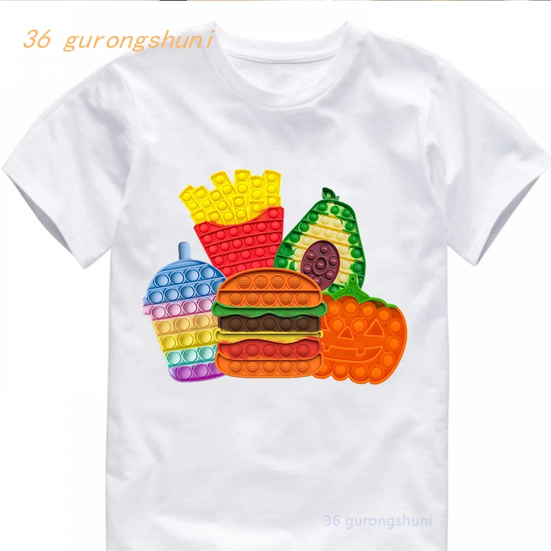 tshirt girl Apple Pop cartoon t shirt It Pop it Pineapple fruit girls tops kids clothes boys t shirts  summer children t-shirts