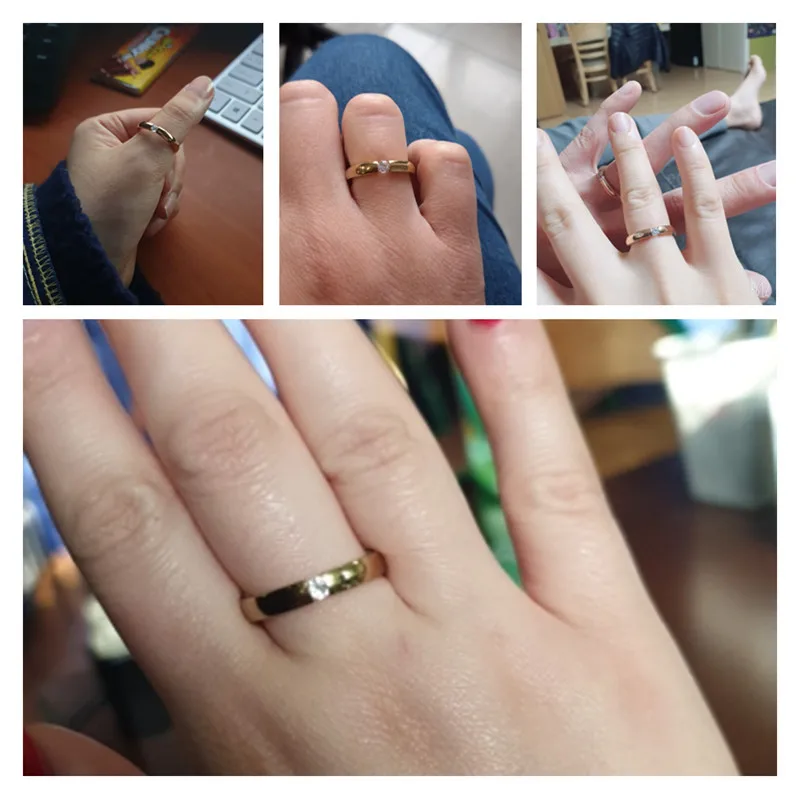 Engagement Ring for Women Stainless Steel Silver Color Gold Color Finger Girl Gift US Size 5 6 7 8 9 10 image 3