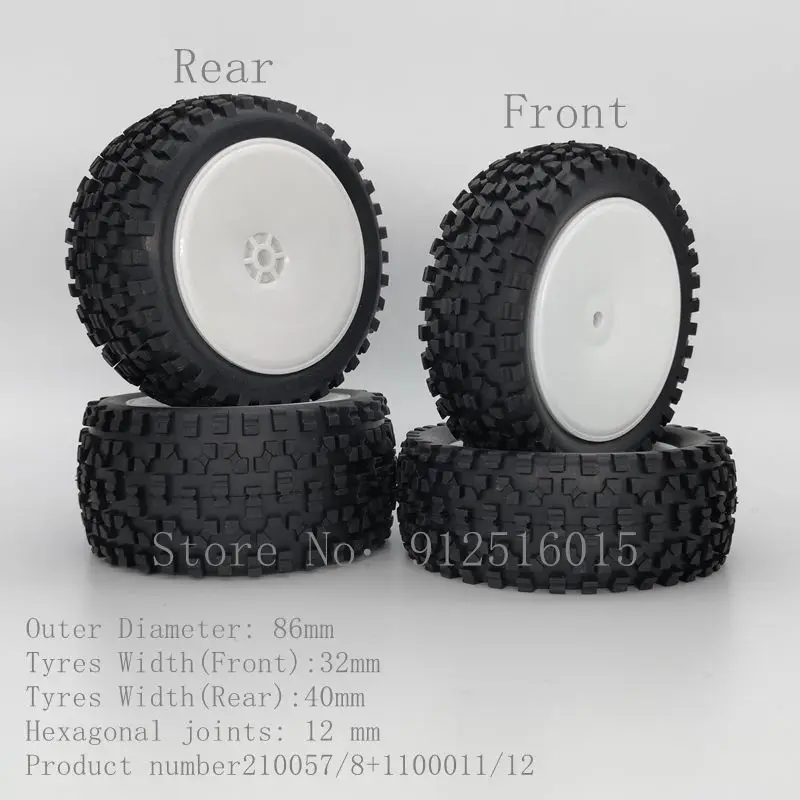 RC 1/10 Buggy Tires Walking (Off-Road) Dish White Wheel Rim Fits for 1:10 4WD Buggy Car 1/10 Tire Racing Car Toy Tyre
