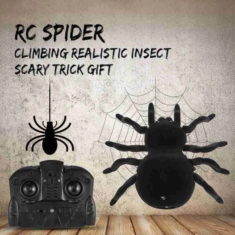 Remote Control Simulation Spider Scary Trick Toy RC Remote Spider Halloween Gifts Climbing Wall Spider Prank Toy Animal Con B9I9