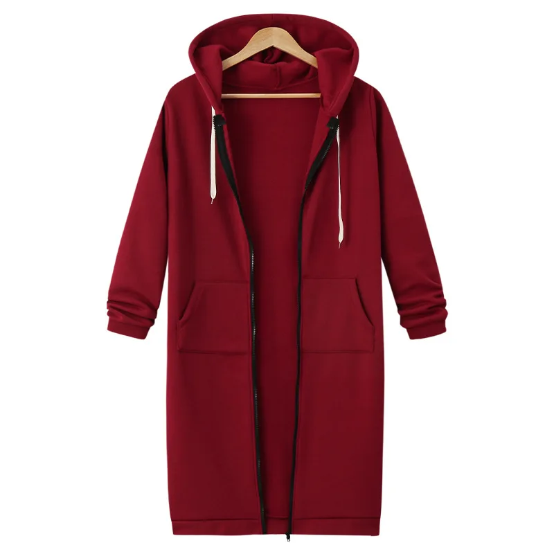 Women Casual Hooded Dress Coat Solid Drawsting Loose Sweatshirts Autumn Winter Pocket Pullover Harajuku Hoodie S-5XL 17 Colors