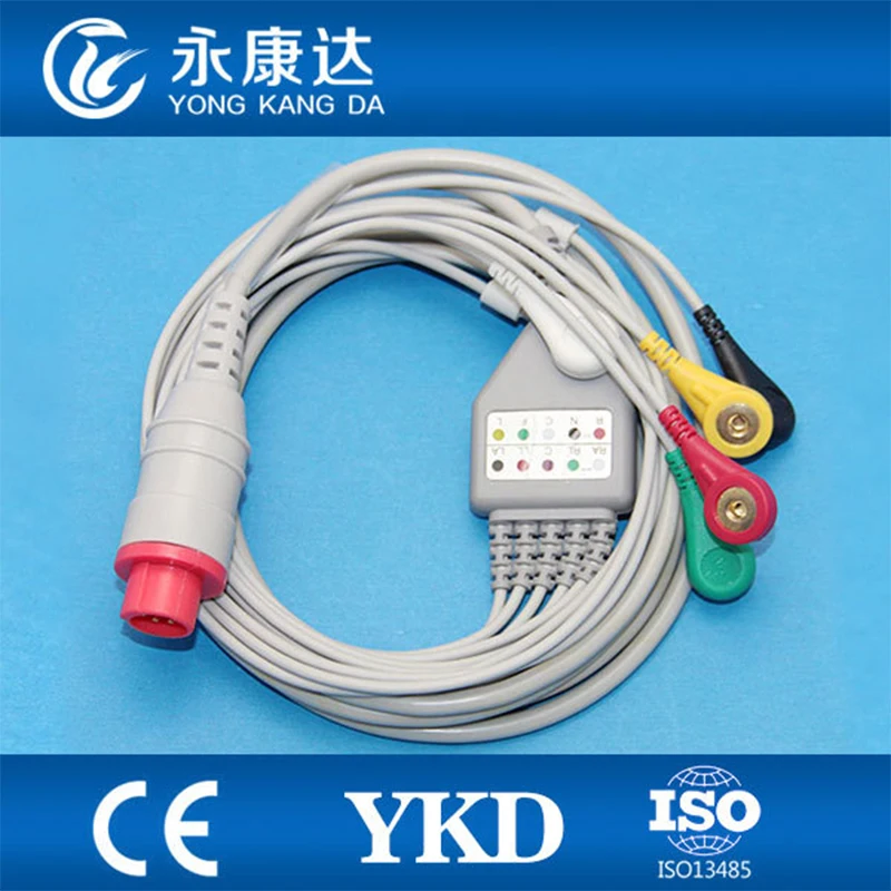 

Bionet 6pin patient monitor one-piece 5 lead ECG cable, snap / IEC, CE&ISO13485, Free shipping!