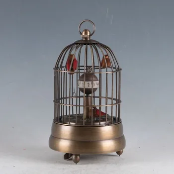 שעון ציפורים מכני קלאסי מושקע מנחושת אירופאי