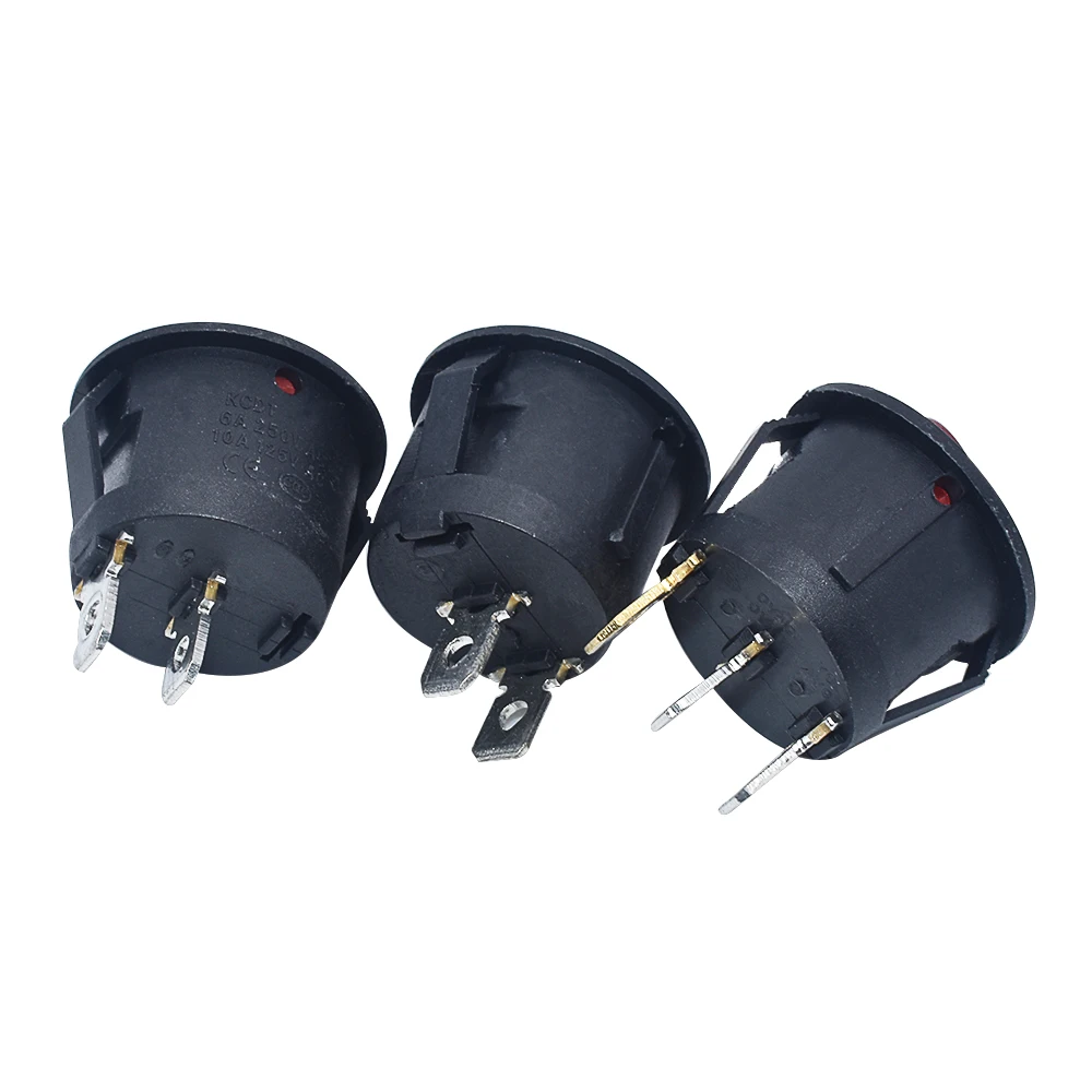 10Pcs KCD1-105 Diameter Kleine Ronde Boot Tuimel Black Mini Ronde Zwart Wit Rood 2 Pin On-Off rocker Switch Met Led