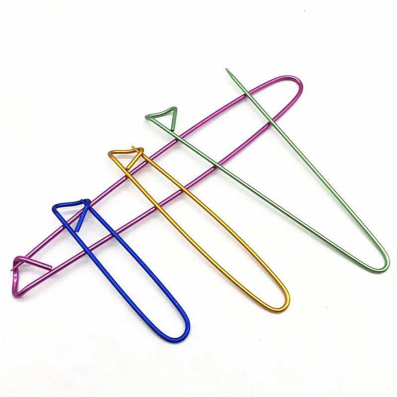 6PCS/Set 6-20cm Aluminum Knitting Needles Clip Craft Stitch Holders Safety Pins Crochet Hooks Locking Weaving Sewing Tools