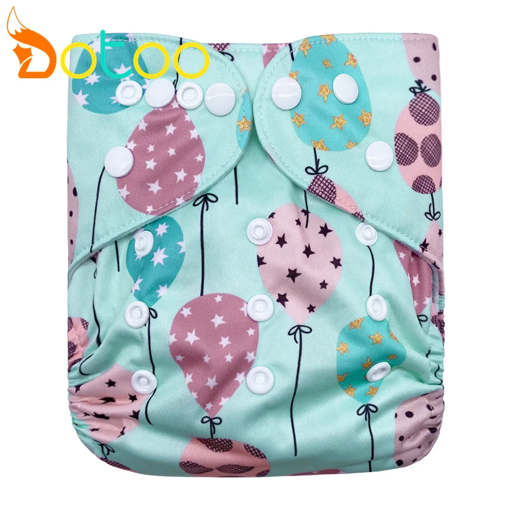 

Dotoo Washable Adjustable Colorful Balloons Cloth Pocket Diaper Double Row Snaps Cloth Nappy For Baby