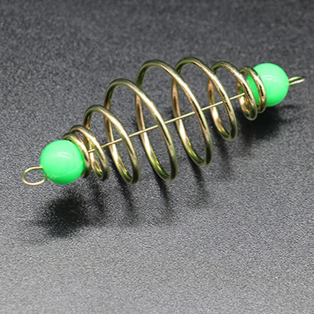 10Pcs Spring Olive Lure Stainless Steel Feeder Fishing Bait Spring Lure Inline Hanging Tackle Golden fishing tool