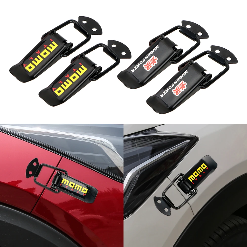 2 Pieces Car Bumper Security Hook Car Truck Hood Clip Hasp Lock Clip Kit for Racing Quick Release Fasteners Auto Accessories