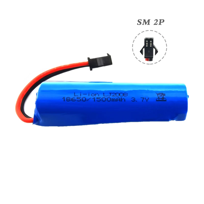 3.7v 1500mah 15C 18650 Batteria agli ioni di litio per JJRC RC Stunt Car Q85 Giocattoli SM-2P Spina RC Barca Auto Acqua pistola morbida Parti di batterie