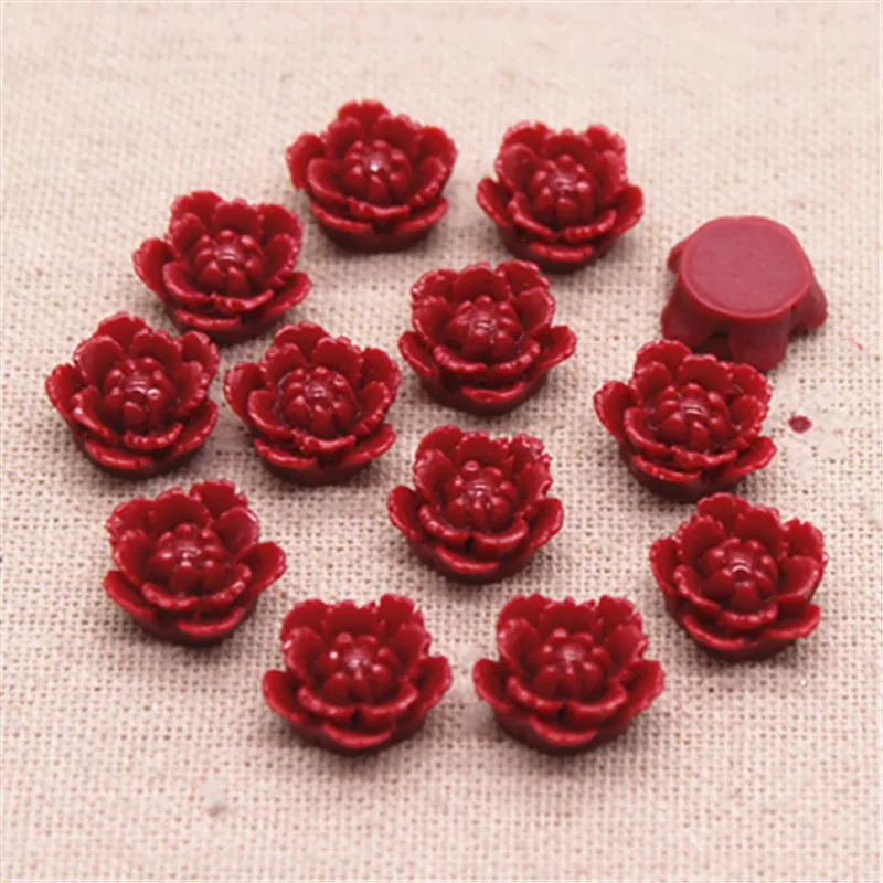 50PCS Mix Colors 15mm Cute Korea Style Resin Flowers Flatback Cabochon DIY Craft Scrapbooking Accessories