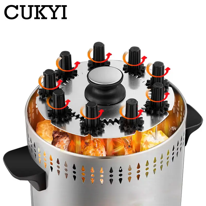 Multifunctional Electric Vertical Grill 9/10/15 Sticks Machine Smokeless Barbecue Grill Automatic Rotating Skewers Stove Timing