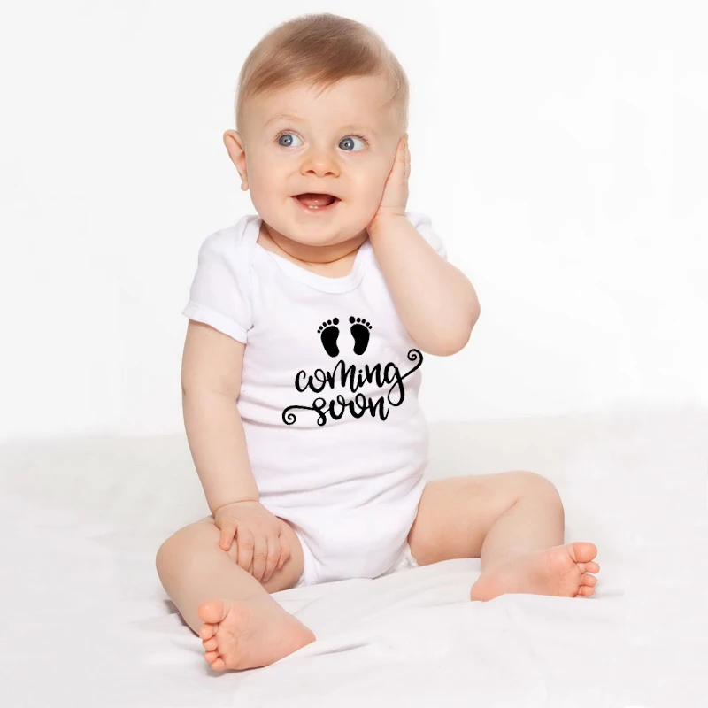 

Cotton Baby Clothes Summer Short Sleeve Baby Bodysuits Cute Baby Boys Clothes Coming Soon Print Baby Onesie Toddler Clothes