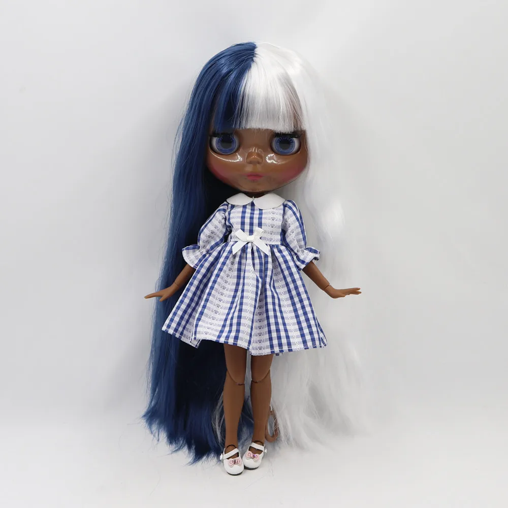 ICY DBS Blyth doll 1/6 bjd 30cm joint body dark skin glossy face with color hair for girl gift toy