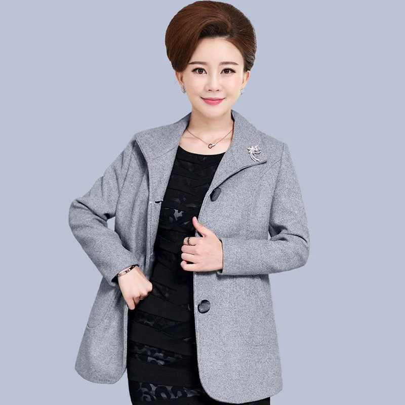 UHYTGF Autumn Winter Woolen Coat Women\'s Single Breasted Slim Ladies Outerwear Long Sleeved Loose Large Size Jacket Female 676