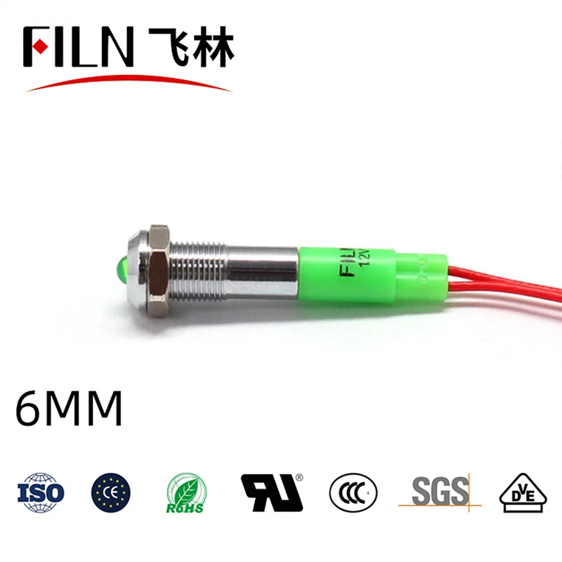 Film sıcak satış Metal 6mm 12v 24v 220v 110v ekipman led pilot ışıkları kırmızı yeşil mavi sarı beyaz led gösterge ışığı