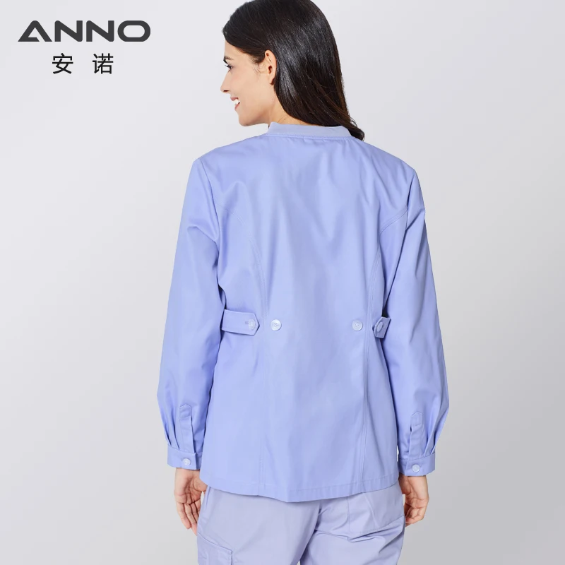 ANNO Long Sleeves Scrubs Jacket Outfit Nurse Unifrom Out Coat Doctor Shirt Out Wear Female Nursing Top Hospital Clothing