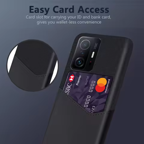 Business Card Slots Cover for Xiaomi, Phone Case for Xiaomi 11T Pro, Mix 4, Poco X3 GT, NFC, F3, M3, Mi 11X, 11I, 11 Pro Ultra