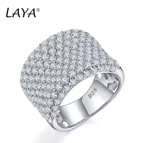 LAYA 925 Sterling Silver NEW Fashion High Quality Zircon Vintage Trendy Ring Gift Luxury Classic Jewelry For Women's Wedding