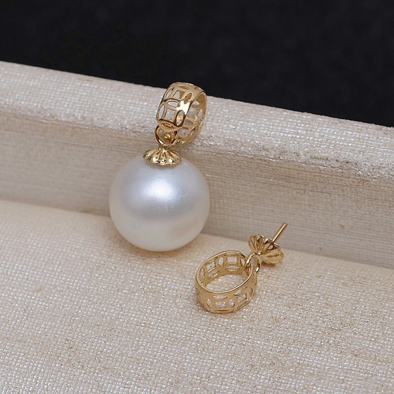 Wedding Office Lady Real AU750 18K Gold Pendant Mountings Findings Jewelry Settings Accessories Parts for Pearls Beads Stones