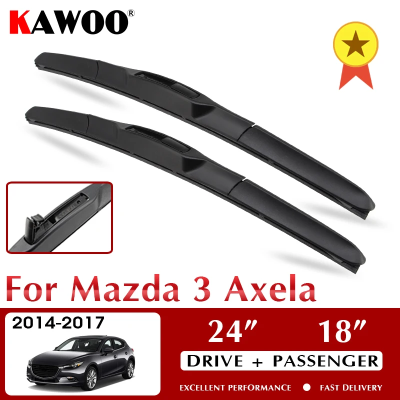 

KAWOO Wiper Front Car Wiper Blade For Mazda 3 Axela 2014-2017 Windshield Windscreen Front Window Accessories 24"+18" LHD RHD