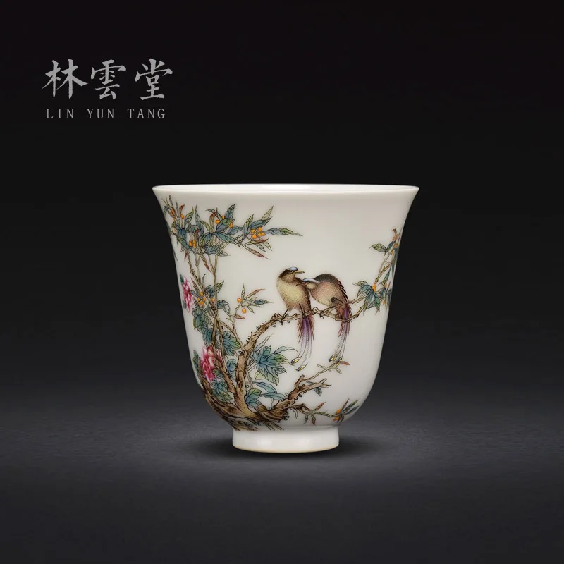 Lin Yuntang hand-painted jingdezhen handmade ceramic powder enamel cup kung fu master cup single cup sample tea cup