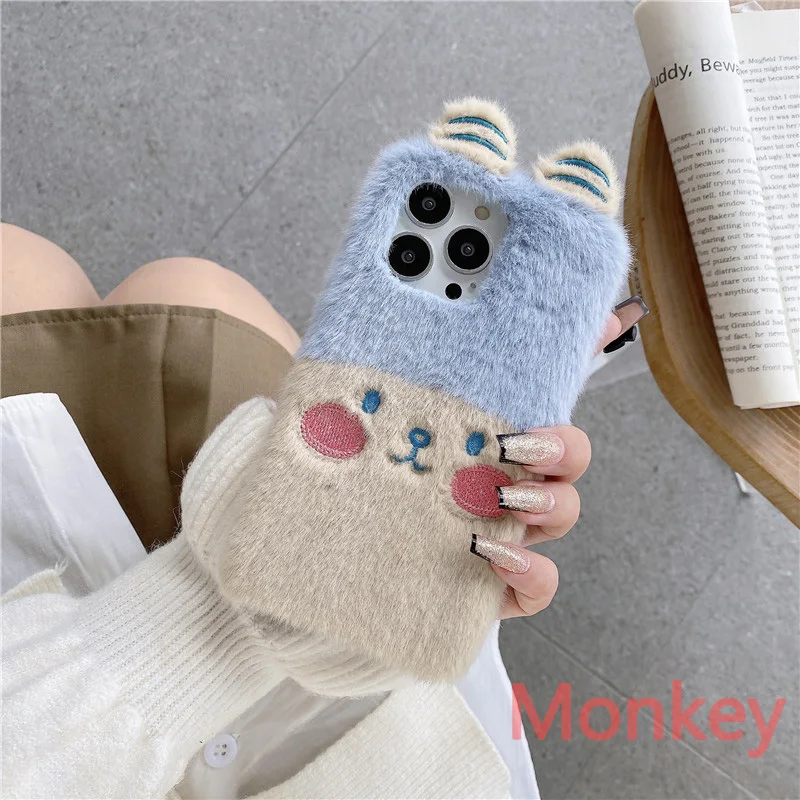 

Cute Cartoon 3d Fur Plush Phone Soft Case For VIVO Y72 Y15S V21 V20 V19 V17 V15 X70 X60 S1 Y33S Y50 Y30 Y20 Y17 Y11 Y21S Y31 Y51