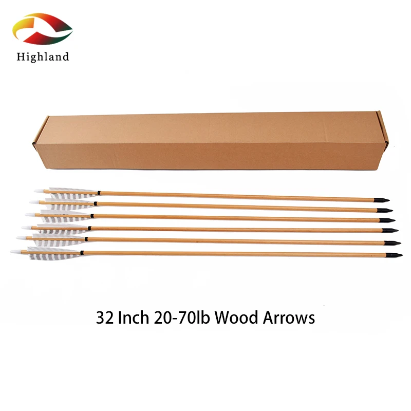 6 PCS 32 Inch 20-70lb Wood Arrows 5\