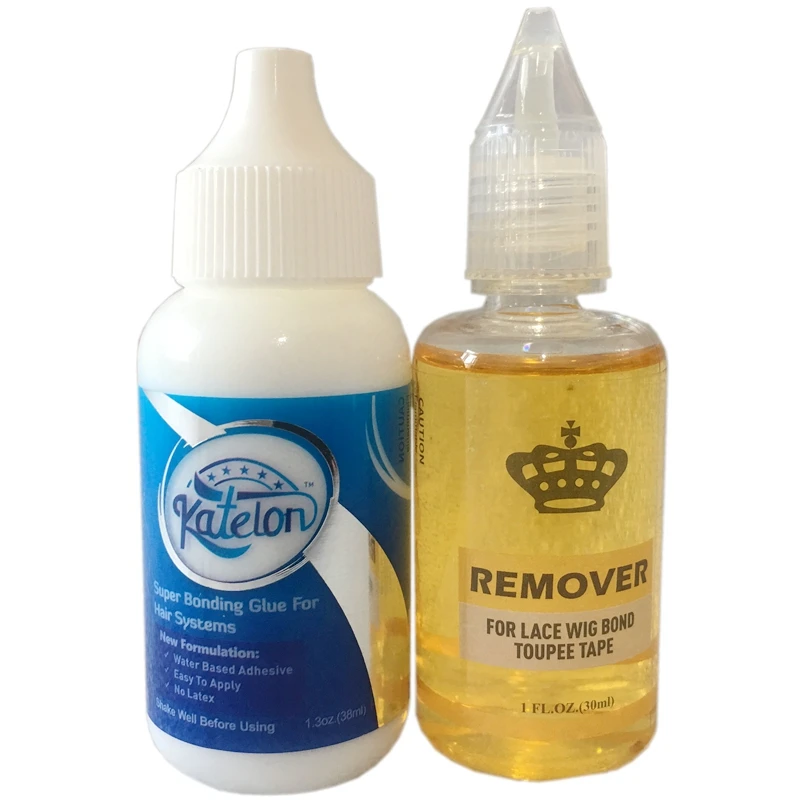 Katelon-pegamento superadhesivo para peluca, bote de 1,3 Oz, 38 ml, removedor amarillo para pelucas, 1 botella, 1 Oz, 30 ml