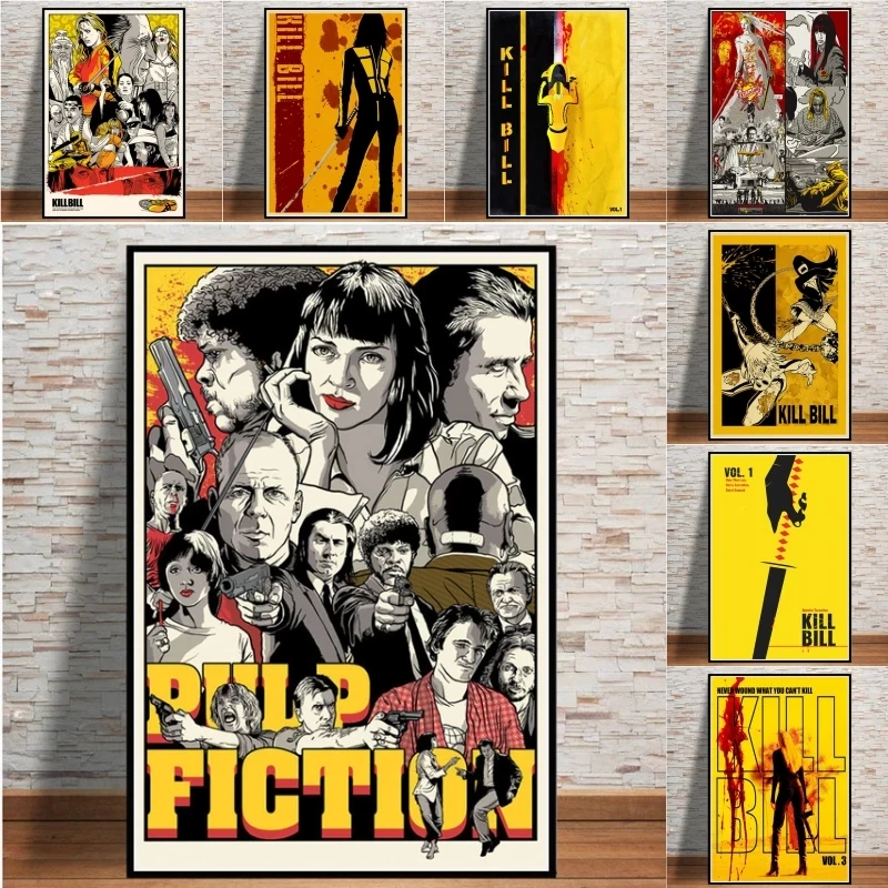 Figure Poster Prints Hot Pulp Fiction Movie Star Film Vintage Painting Art Wall Pictures For Living Room Home Collection Decor