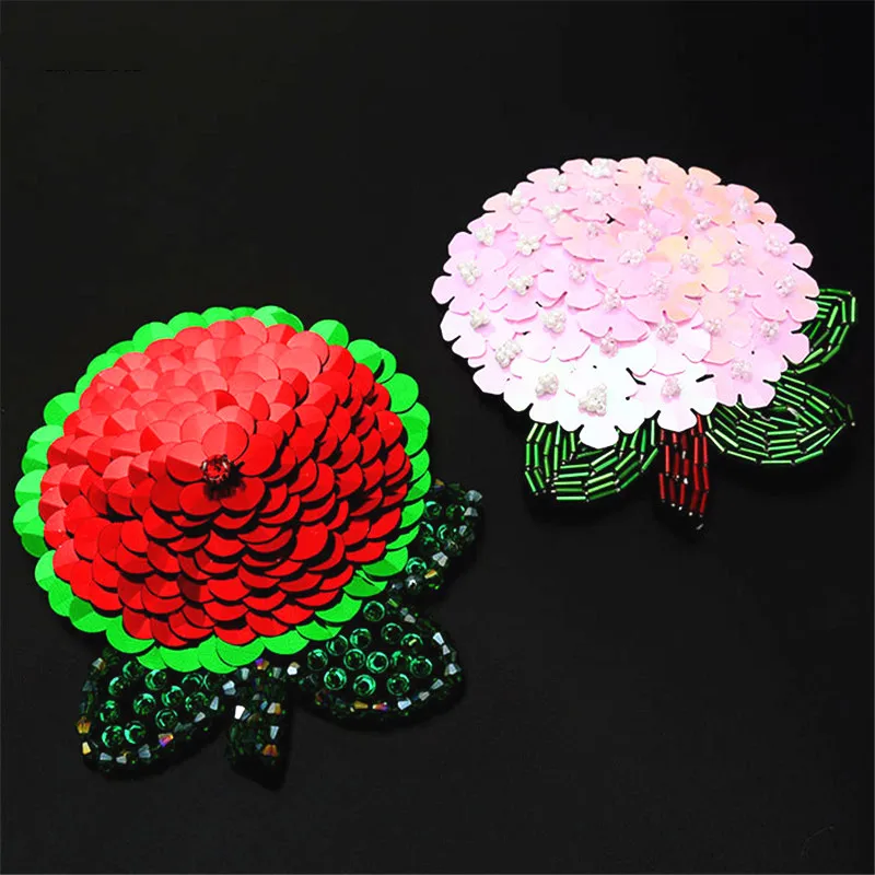 MAXSIN FUN 1 Pc High Quality Handmade Beaded Sequin Rhinestone Big Flower Clothing Accessories Handbag Shoe Hat Patch DIY