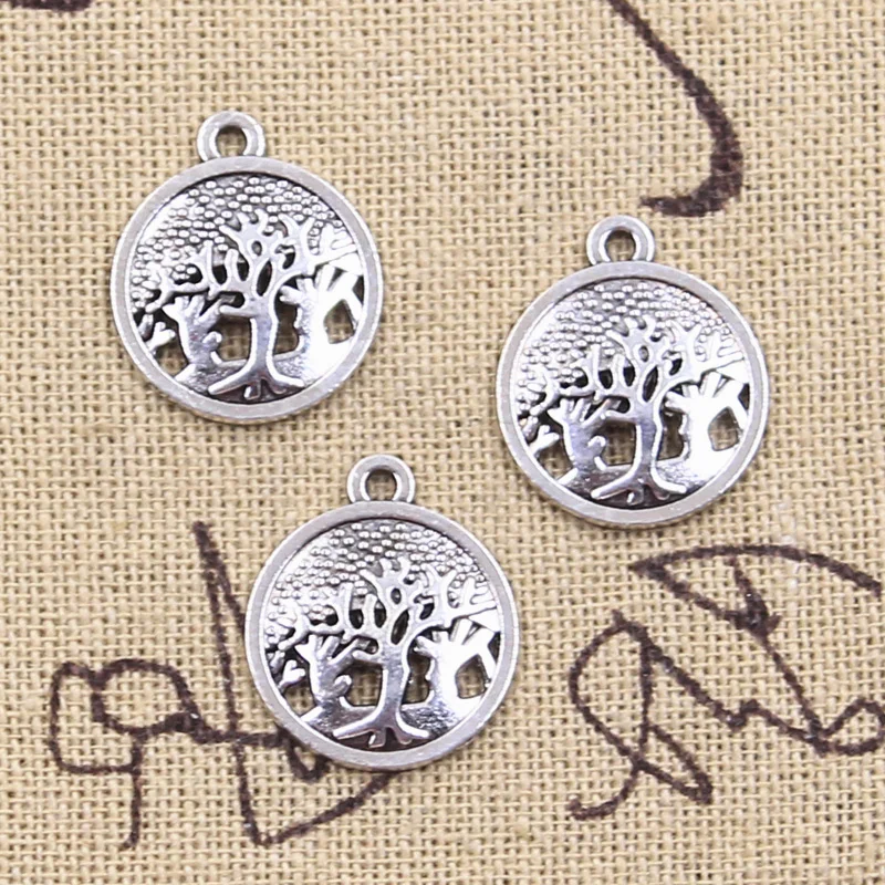 20pcs Charms World Peace Tree 19x16mm Antique Silver Color Pendants DIY Crafts Making Findings Handmade Tibetan Jewelry