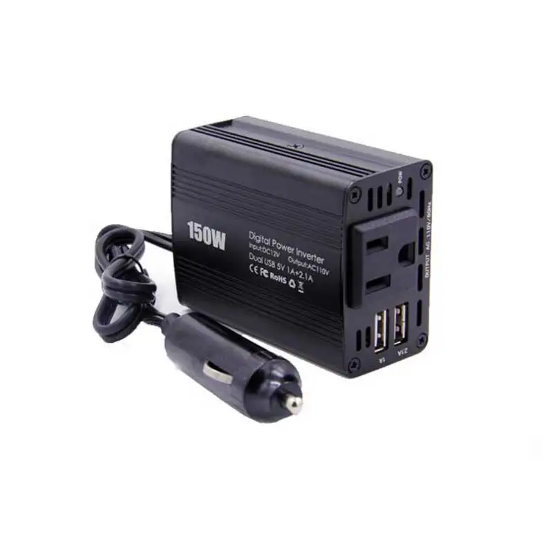 

Car Power Inverter Charger DC 12V to AC 220V 150W Dual 5V USB charger Vehicle USB Adapter