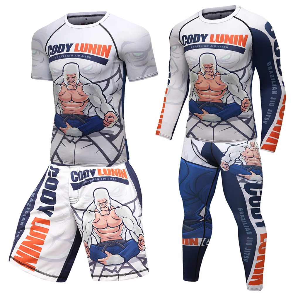 

Men's Boxing Compression Shirt Pants Running Sets Sportswear MMA BJJ Kickboxing Shorts Rashguard Gym Clothes Fitness Sport Suits