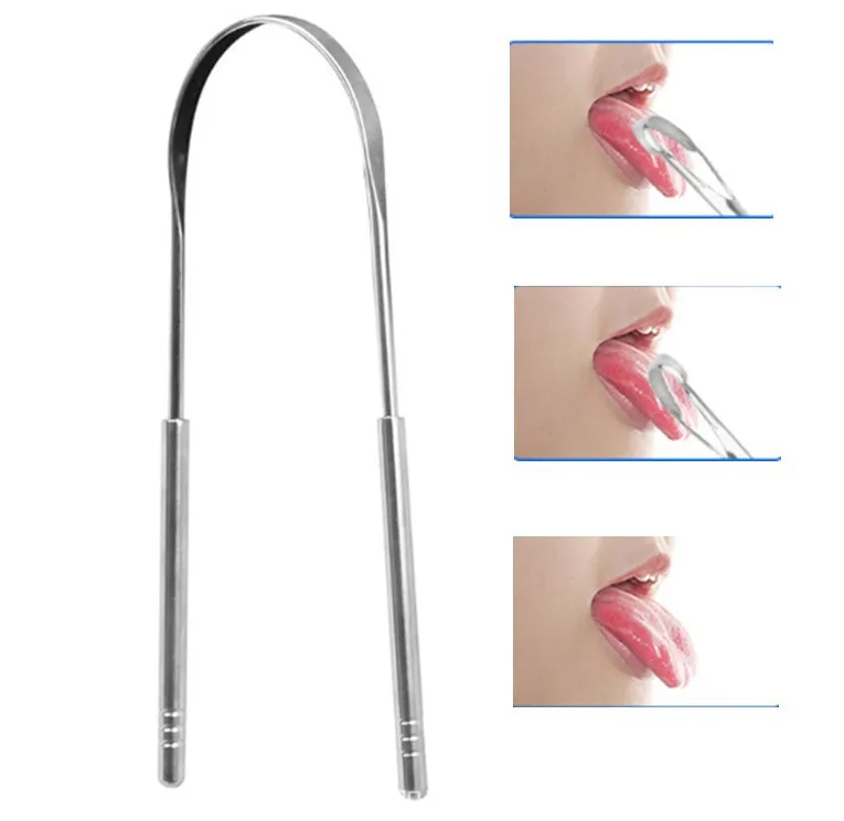 3PC Stainless Steel Tongue Scraper Cleaner Fresh Breath Cleaning Coated Tongue Toothbrush Outdoor Tools Tongue Coating Remover