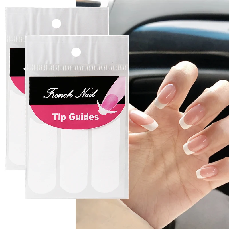 2 Stück French Maniküre Nail Wraps Aufkleber, Nail Art Form Fringe Tip Guides für DIY Nageldekoration – Detail 1