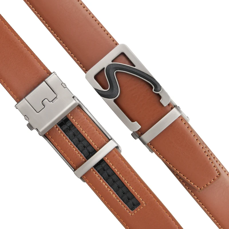 High Quality Cowhide genuine Leather Belt For Men 3.5cm width Mens Automatic Buckle Brand Luxury Brown mens belts