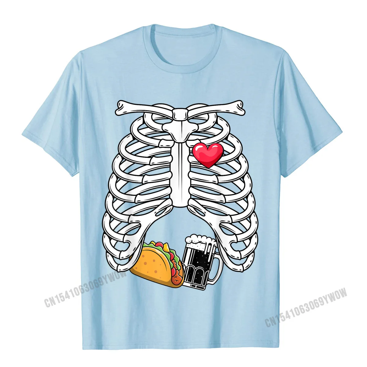 الهيكل العظمي الحمل تاكو البيرة Xray مضحك هالوين قريبا أبي تي شيرت kamas الرجال تي شيرت بلايز تيز مصمم القطن الرجال