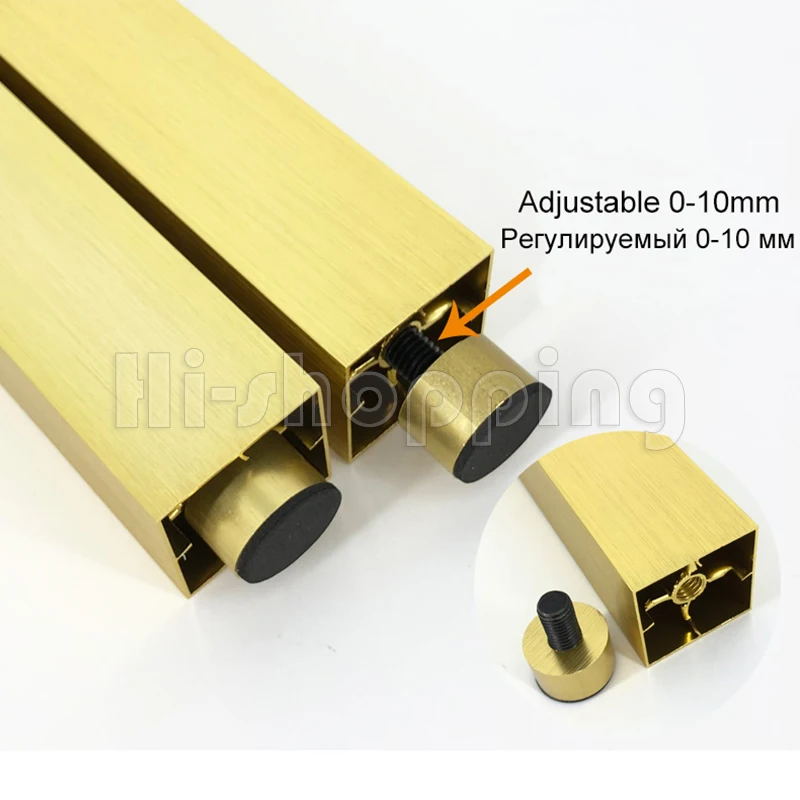 Patas de Metal para muebles, 4 piezas, oro cepillado, 6, 8, 10, 12, 15, 18, 20CM, para armario de TV, baño, mesa de centro, tocador, sillón