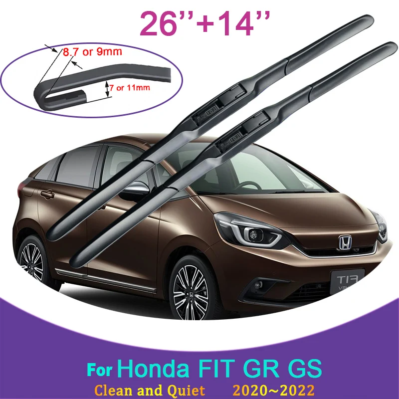 

Для Honda FIT GR GS 2020 2021 2022, две безрамные резиновые дворники, скребок для снега, щетки для переднего лобового стекла, автомобильные аксессуары, наклейки