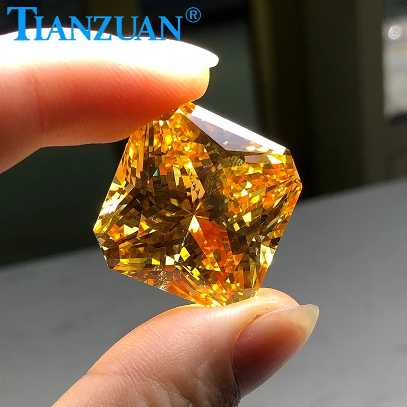 

20mm 25mm yellow color square shape cubic zirconia stone cz loose stone