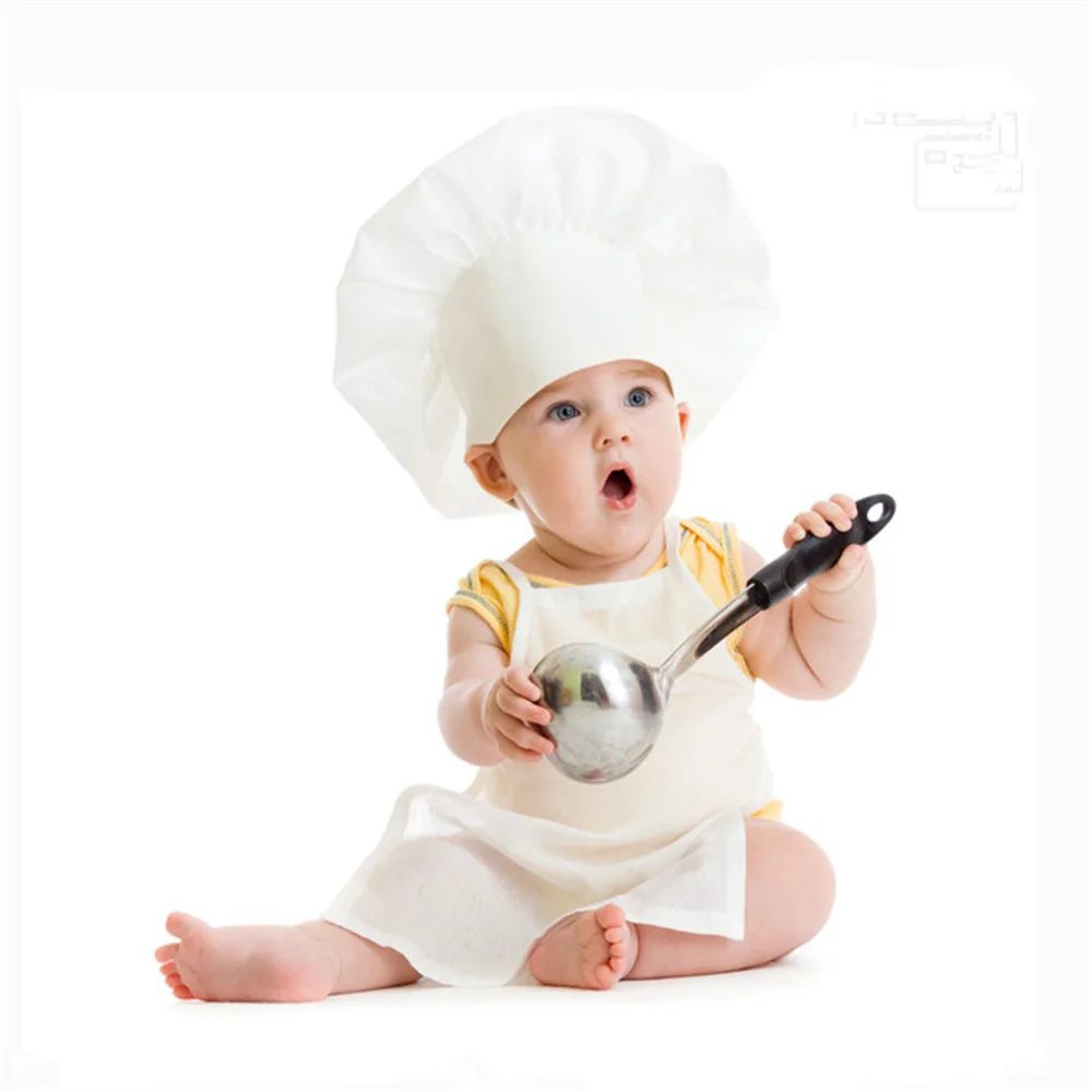 15 days Newborn Shoot Chef Apron Bebe Photo Accessories Set Baby Photogrpahy Props New born Doll Hat Food Cook Costume Studio