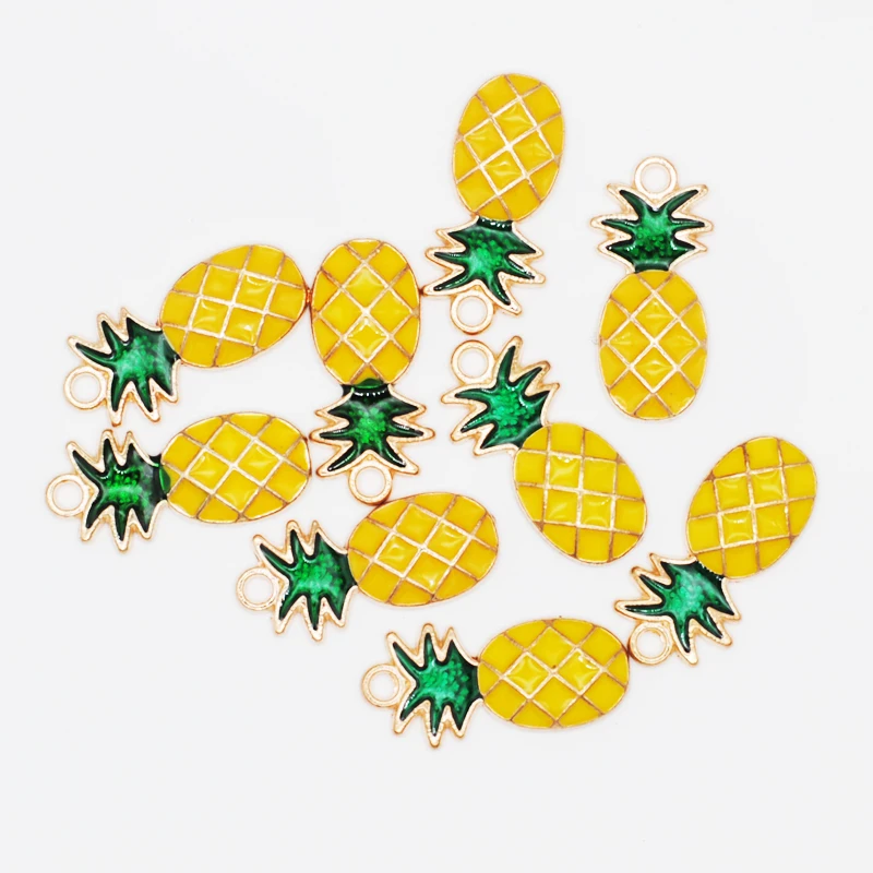 10/20/40pcs DIY Jewelry Enamel Pineapples Charms For Jewelry Making Earrings Crafting Pendants Necklaces Charms 11*24mm